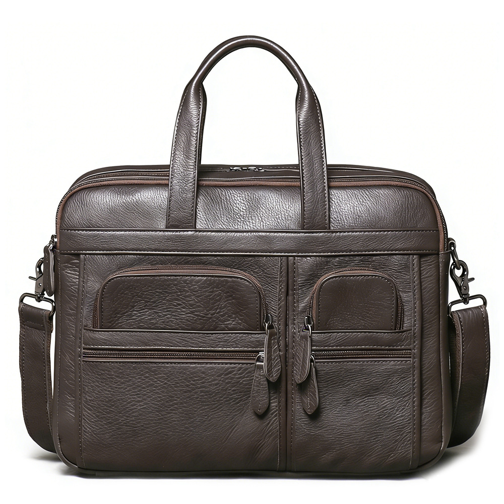 Leather Work Laptop Bag - Erkek Hakiki Deri Evrak Çantası, İş