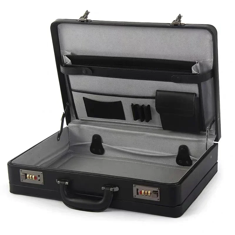 Leather Work Laptop Bag - Şifreli Kilitli Çok Fonksiyonlu Taşınabilir Bavul
