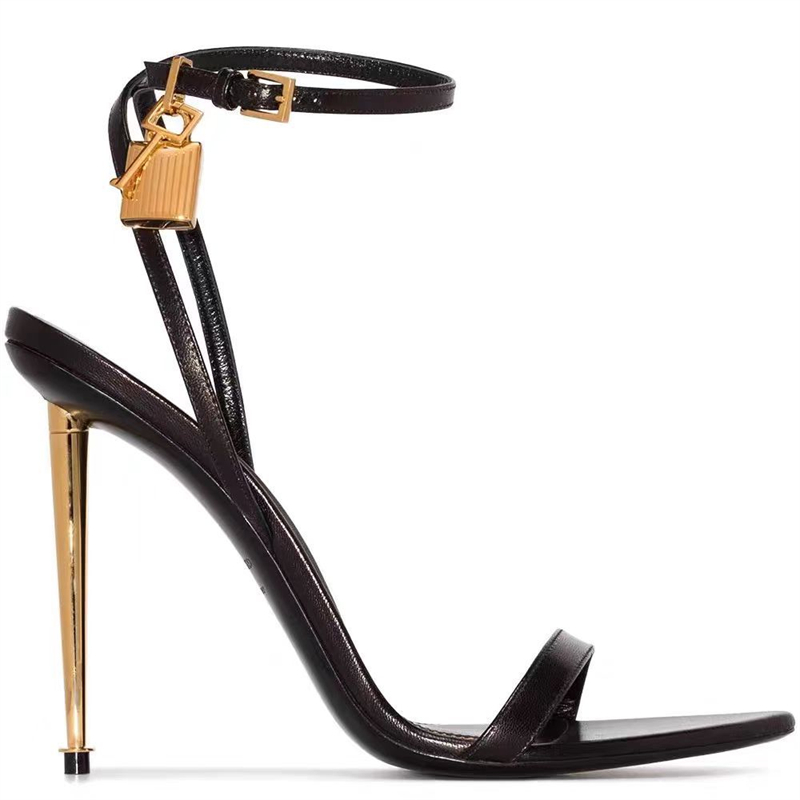 Leather Work Heels - Tokalı Bantlı Tek Renk Anahtar Kilidi
