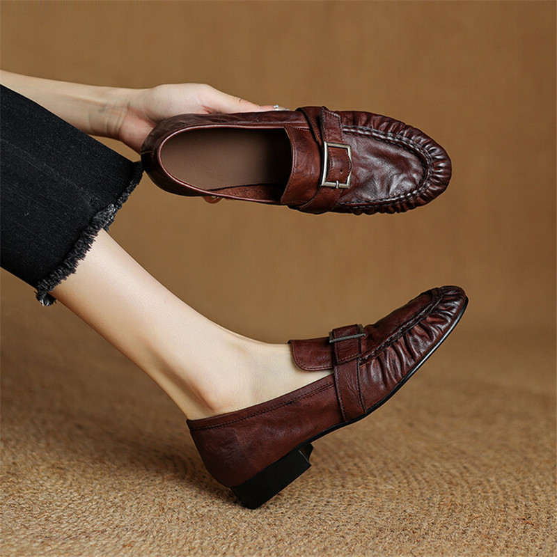 Leather Work Heels - Yeni sonbahar hakiki deri kadın pompaları