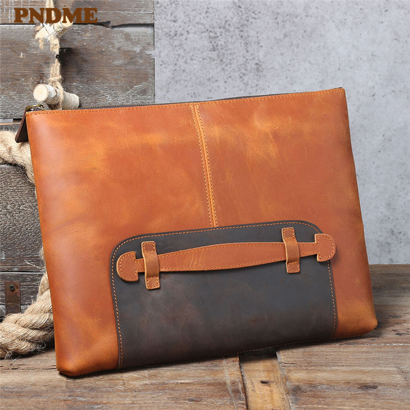 Leather Work Laptop Bag - Vintage el yapımı hakiki deri büyük