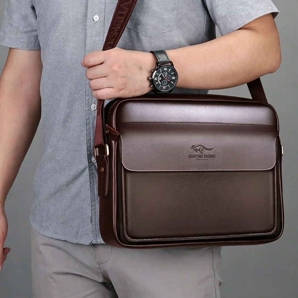 PU deri retro erkek tek omuz ç - Leather Work Laptop Bag incelemesi ve fiyatı