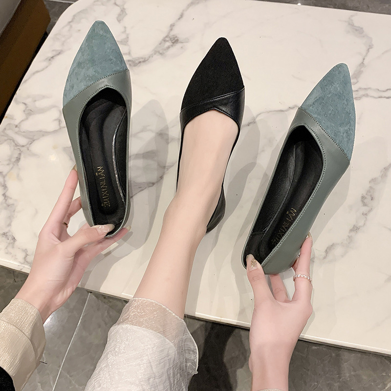 Kadınlar için düz siyah deri a - Leather Work Heels incelemesi ve fiyatı