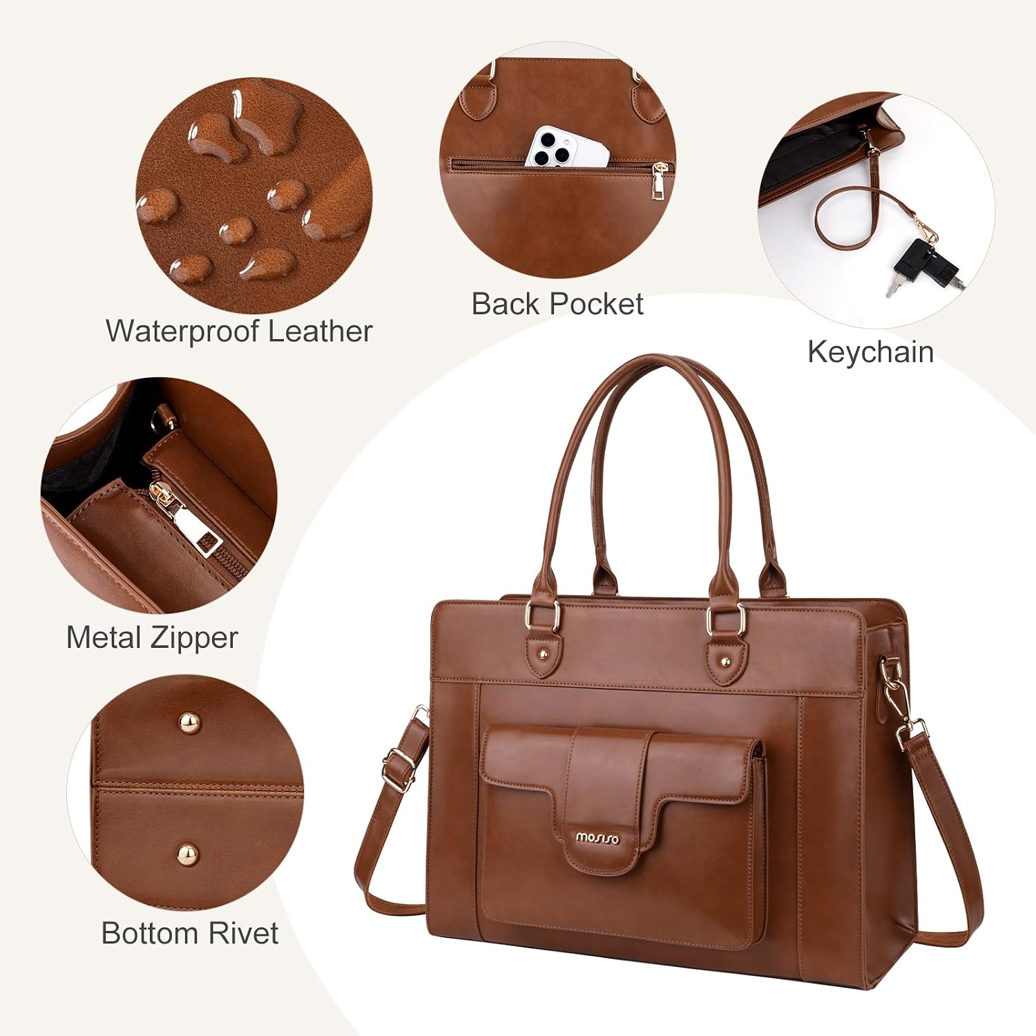 MOSISO Kadınlar için Laptop Ça - Leather Work Laptop Bag incelemesi ve fiyatı